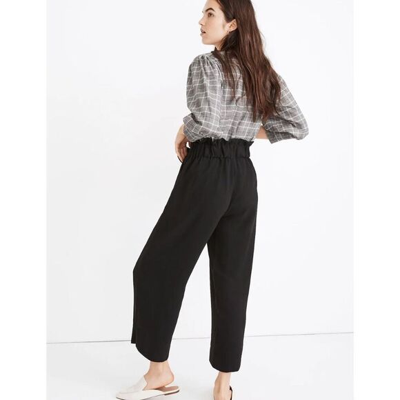 Madewell Tie Waist Huston Pull On Crop Pants In Black SZ small - Picture 3 of 12